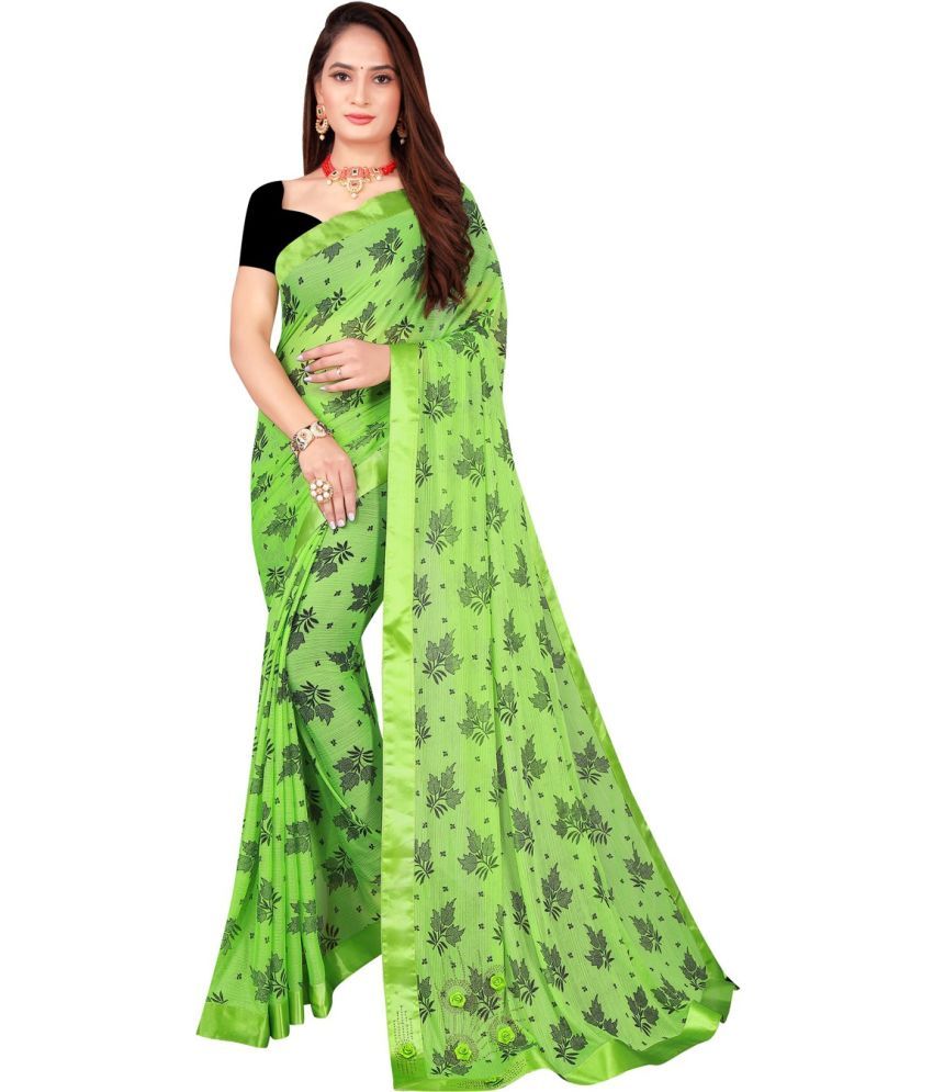     			Vkaran Cotton Silk Self Design Saree Without Blouse Piece - Green ( Pack of 1 )