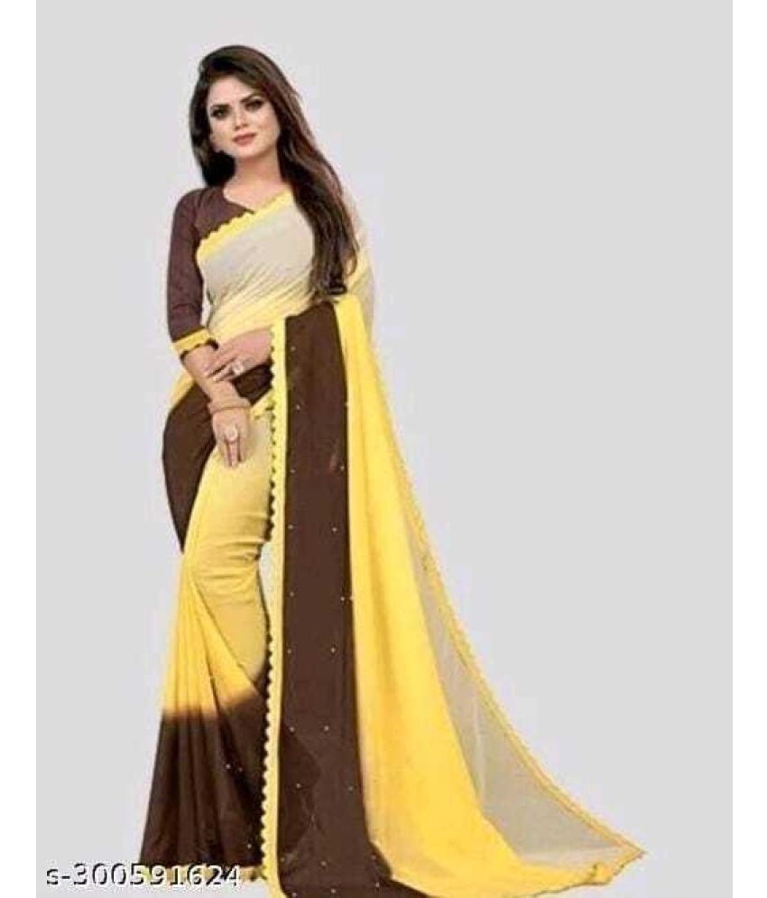     			Vkaran Cotton Silk Solid Saree Without Blouse Piece - Yellow ( Pack of 1 )