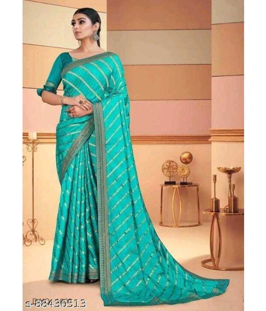     			Vkaran Cotton Silk Woven Saree Without Blouse Piece - Blue ( Pack of 1 )