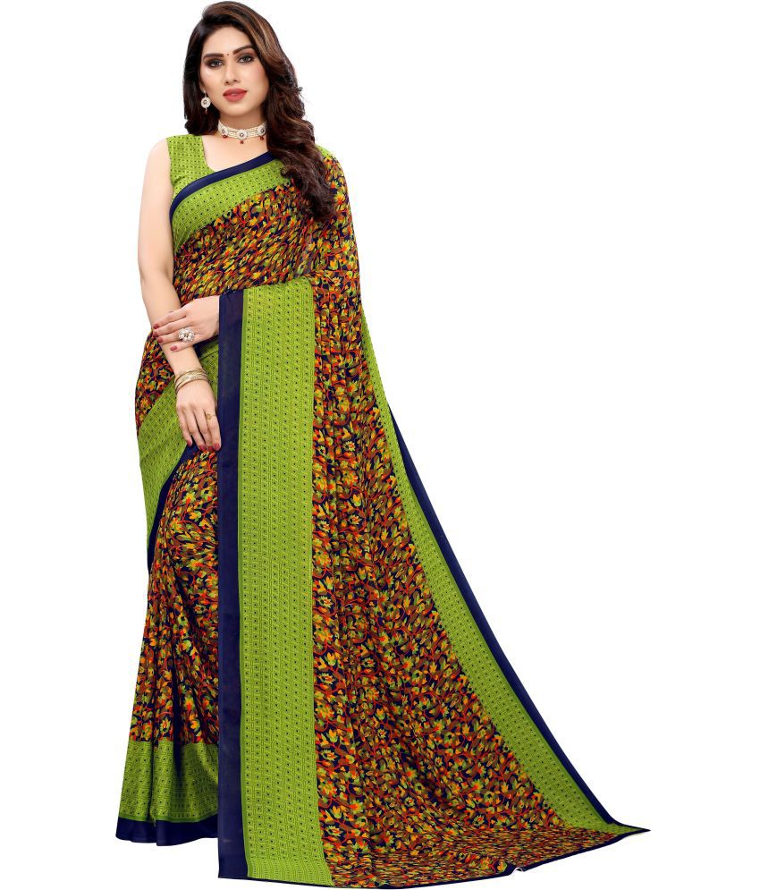     			Vkaran Cotton Silk Woven Saree Without Blouse Piece - Green ( Pack of 1 )