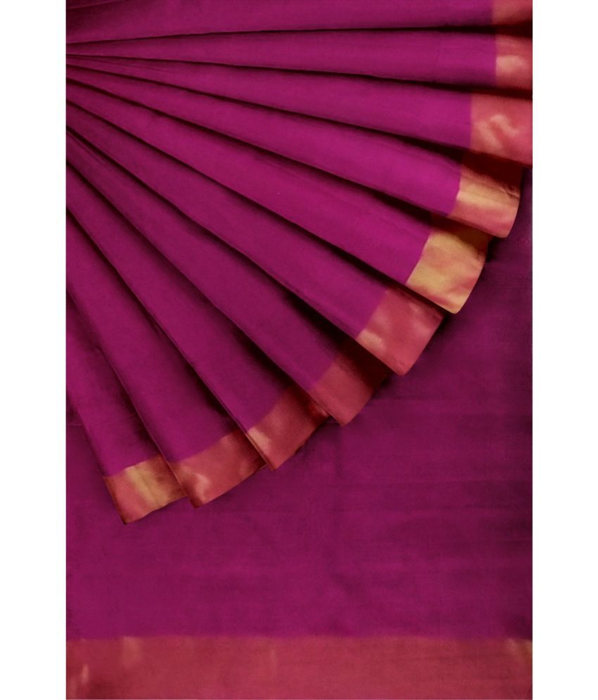     			Vkaran Cotton Silk Woven Saree Without Blouse Piece - Gold ( Pack of 1 )