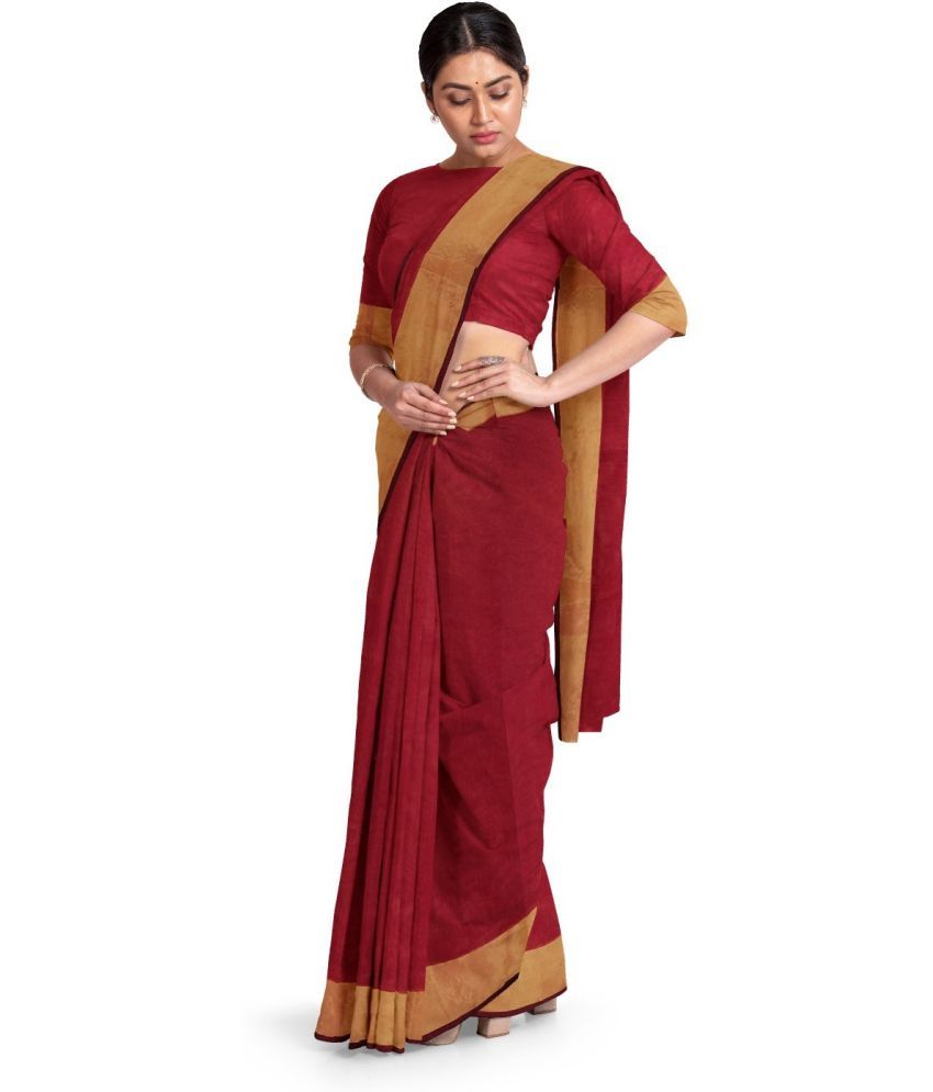     			Vkaran Cotton Silk Woven Saree Without Blouse Piece - Cream ( Pack of 1 )