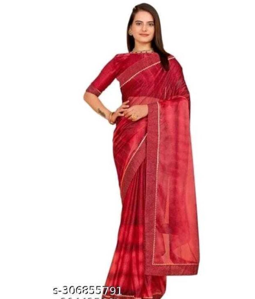     			Vkaran Cotton Silk Woven Saree Without Blouse Piece - Red ( Pack of 1 )