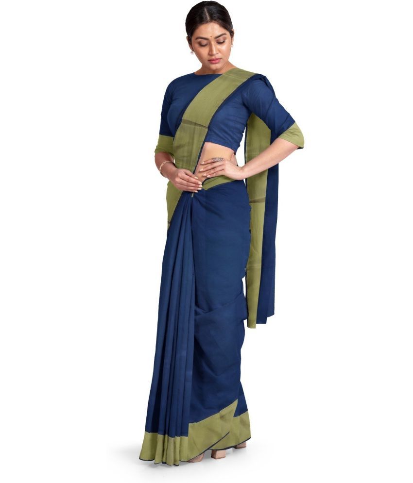     			Vkaran Cotton Silk Woven Saree Without Blouse Piece - Green ( Pack of 1 )