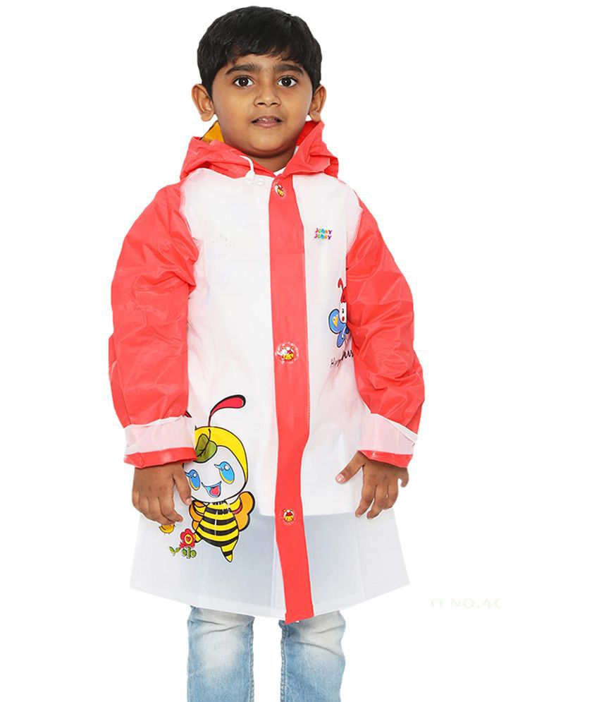     			Aristocrat Rainwear Boys Knee Length Waterproof Raincoat with Hood | Kids Washable Barsati Cartoon Design Rainsuit with Two Front Pockets and School Bag Space