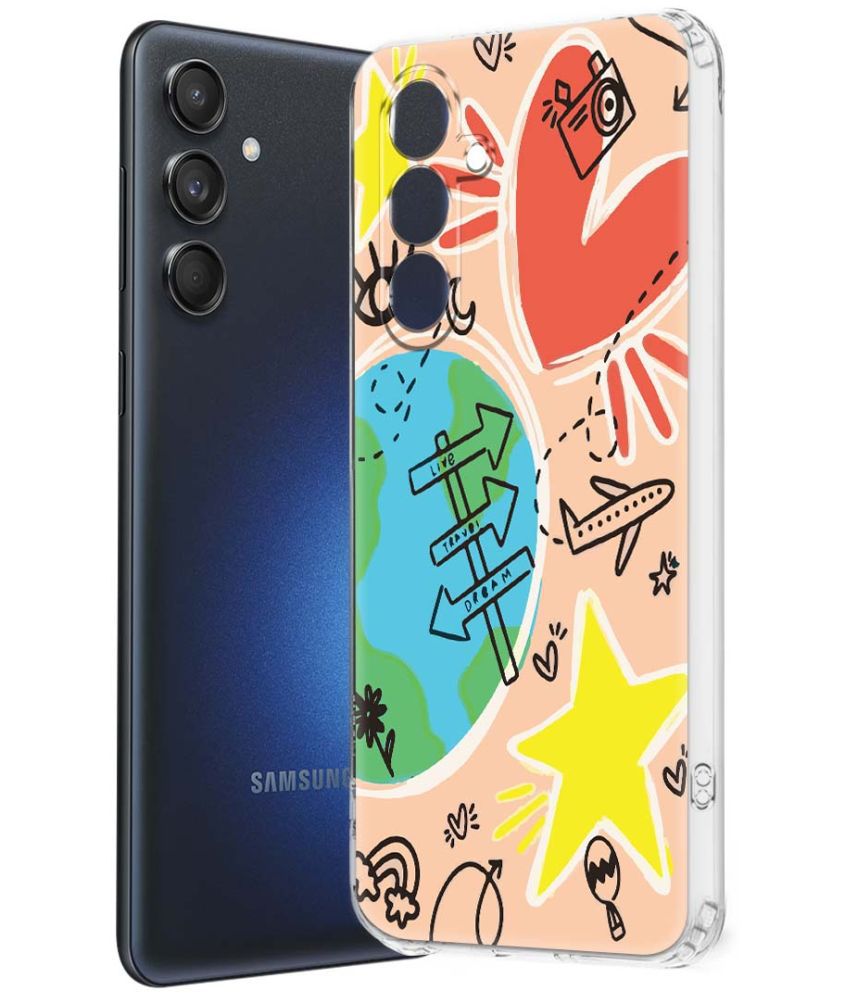     			Fashionury Multicolor Printed Back Cover Silicon Compatible For Samsung Galaxy M55 5G ( Pack of 1 )