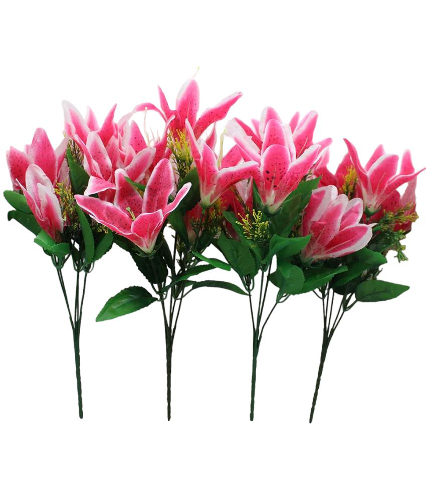     			Hidooa - Pink Lily Artificial Flowers Bunch ( Pack of 4 )