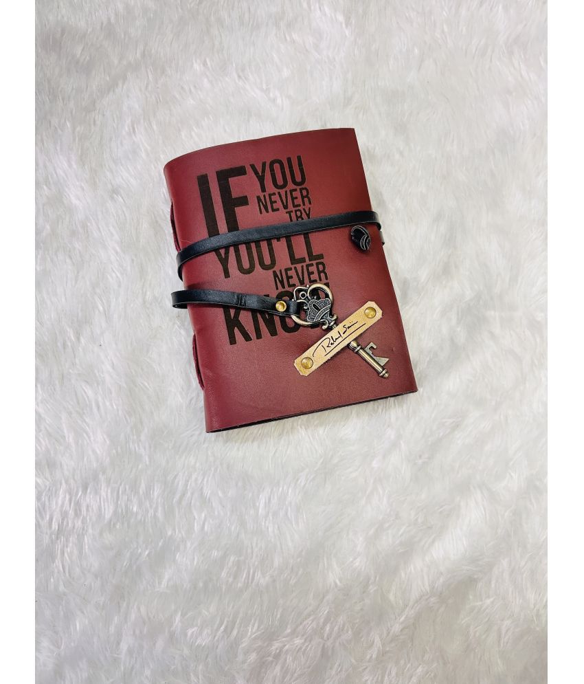     			MAKENSTYLECOLLECTION Motivational Quote Printed Leather journal with name printing A5 Journal Unruled 200 Pages (Brown)