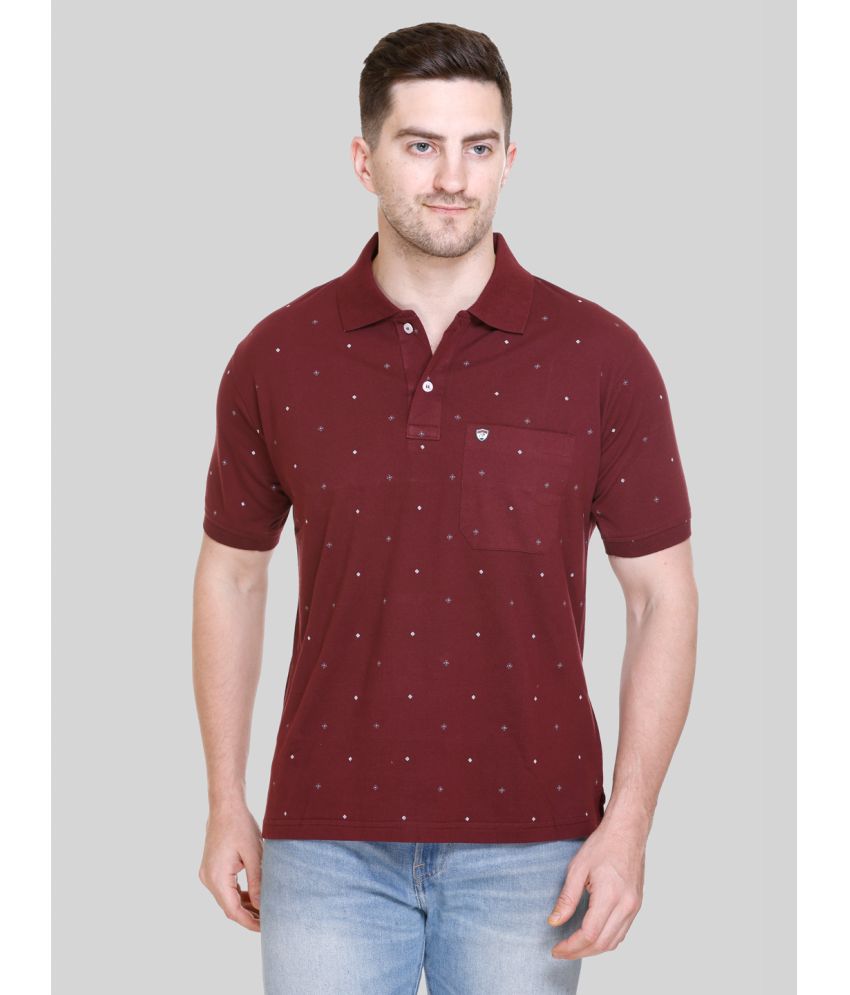     			Otaya Plus Cotton Blend Regular Fit Printed Half Sleeves Men's Polo T Shirt - Maroon ( Pack of 1 )