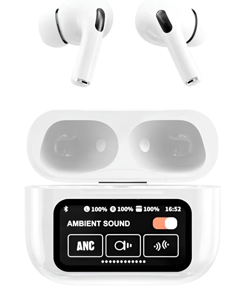     			VERONIC A9 TouchScreen ANC Bluetooth True Wireless (TWS) In Ear 32 Hours Playback Active Noise cancellation IPX4(Splash & Sweat Proof) White