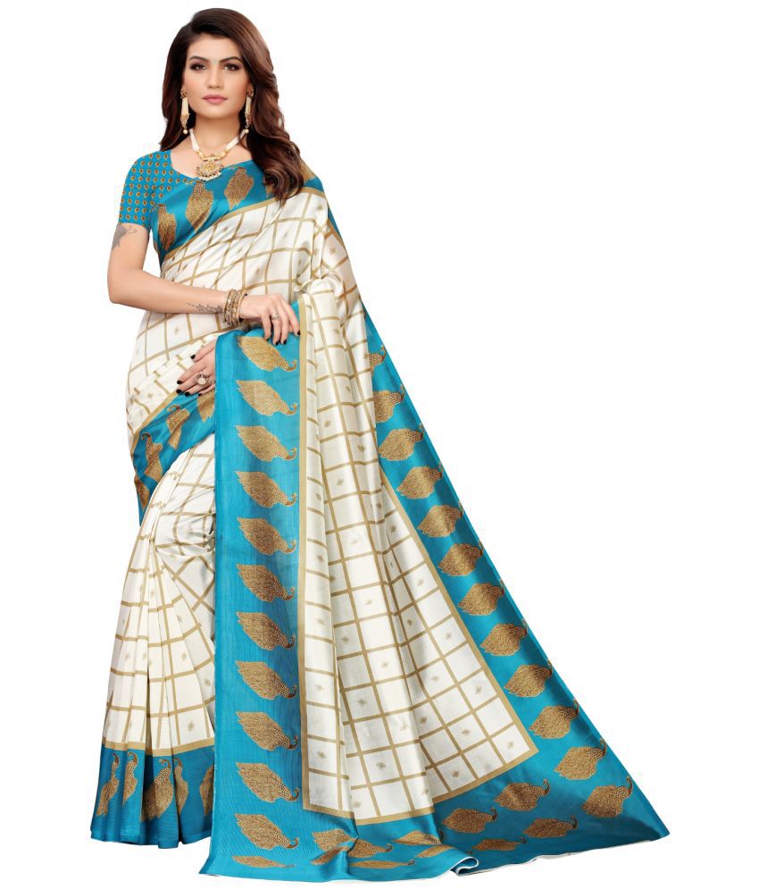     			Aadvika Art Silk Printed Saree With Blouse Piece - Multicolour ( Pack of 1 )