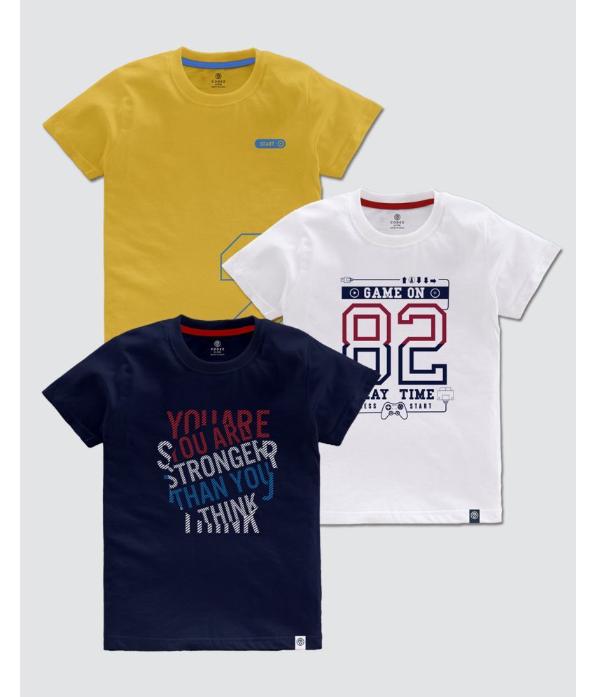     			CODEZ Pack of 3 Boys Cotton Blend T-Shirt ( Multi Color )