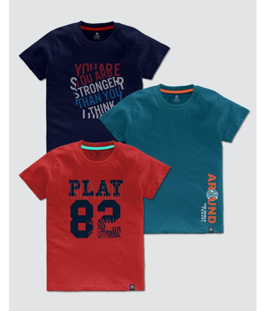     			CODEZ Multi Color Cotton Blend Boy's T-Shirt ( Pack of 3 )