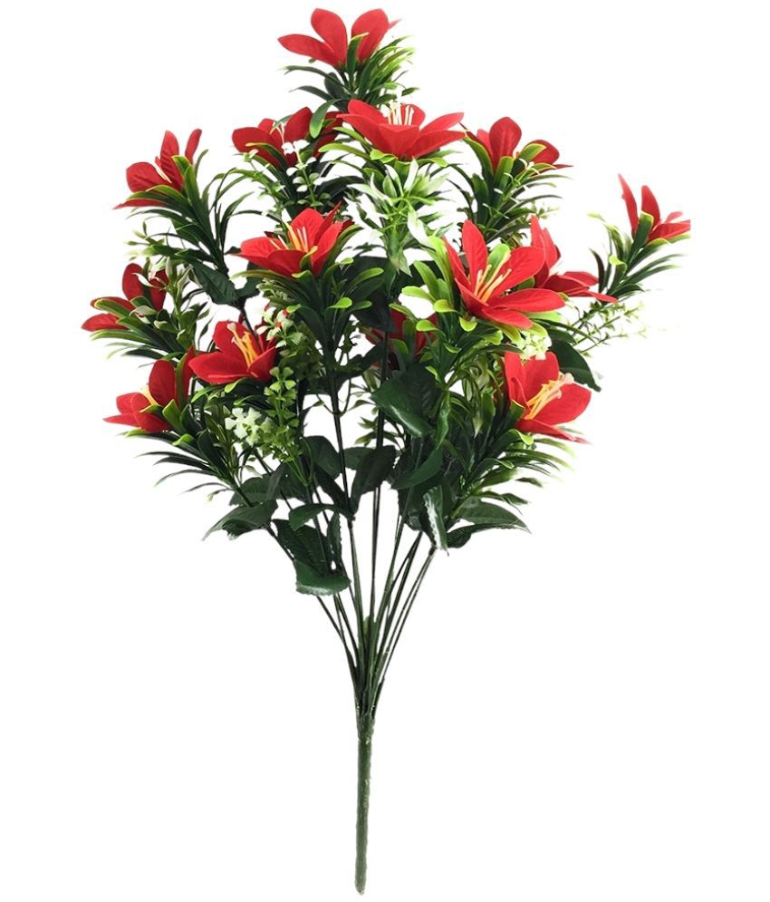     			Hidooa - Red Lily Artificial Flowers Bunch ( Pack of 1 )