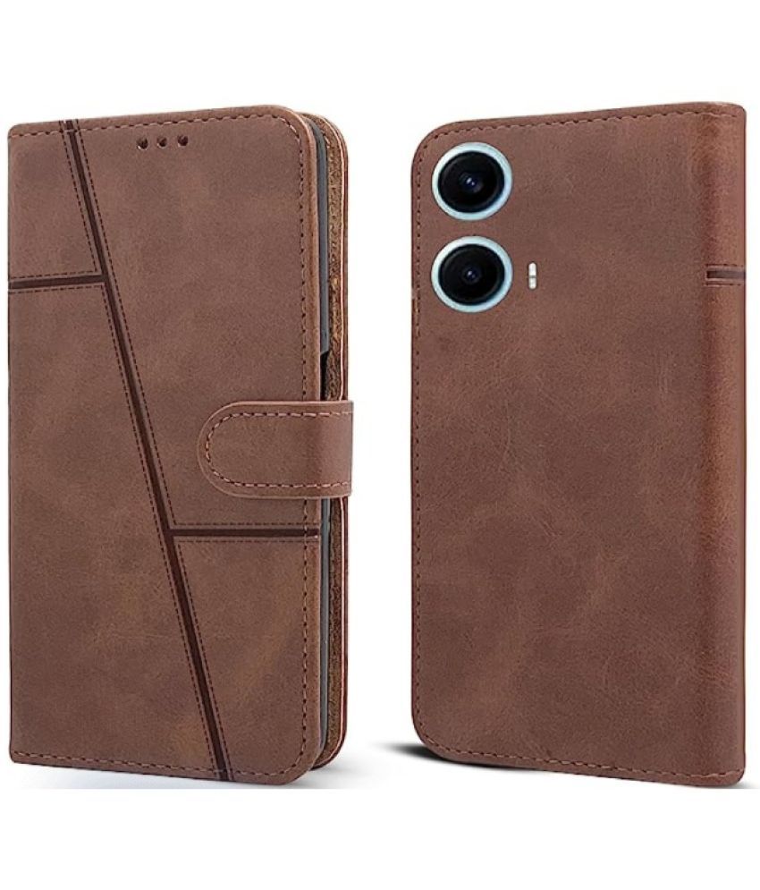     			Shining Stars Brown Flip Cover Artificial Leather Compatible For Moto G34 5G ( Pack of 1 )