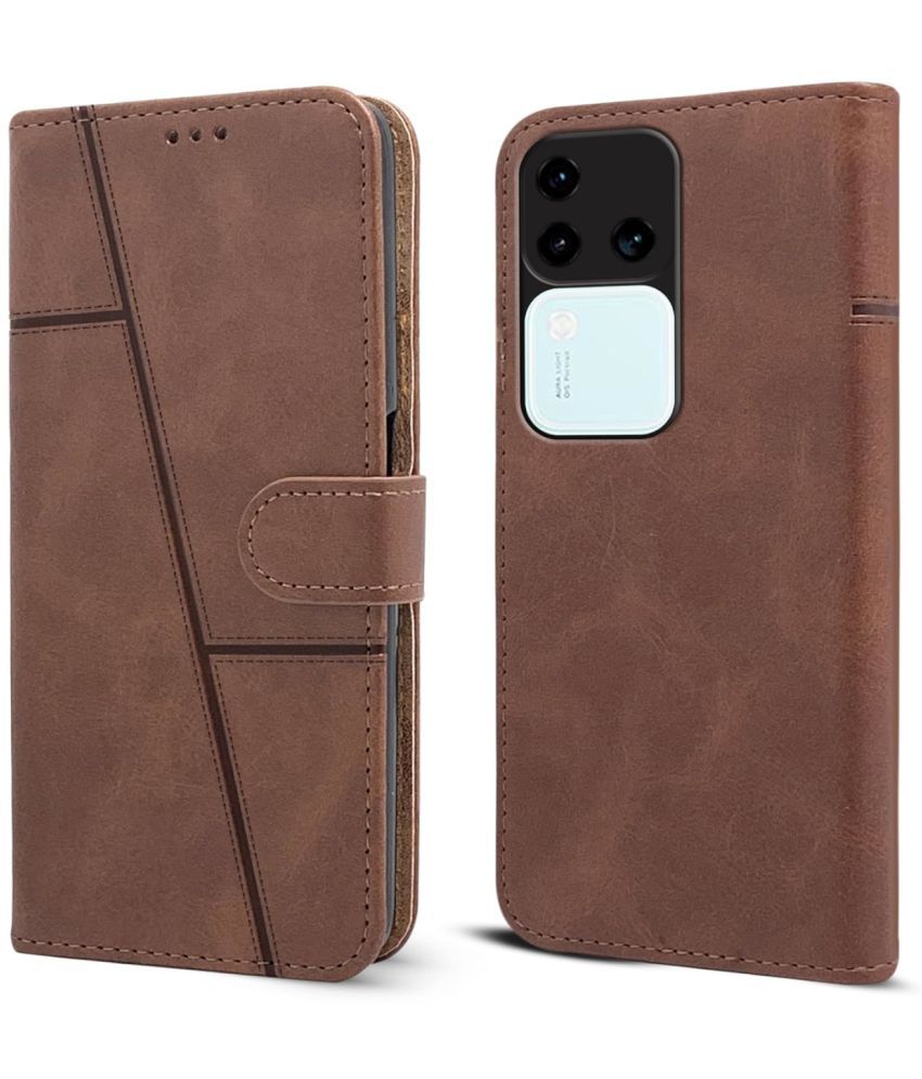     			NBOX Brown Flip Cover Artificial Leather Compatible For Vivo V30 Pro 5G ( Pack of 1 )