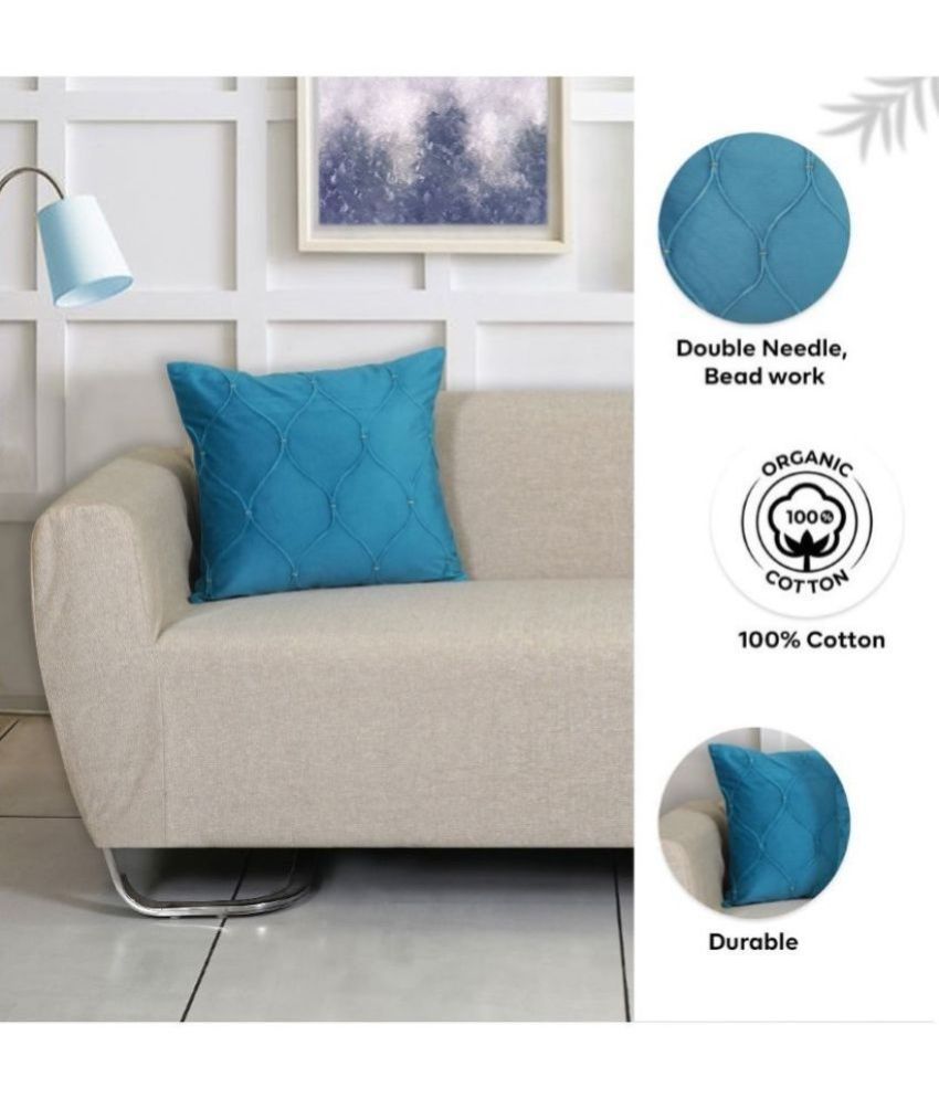     			ODE & CLEO Set of 3 Cotton Abstract Square Cushion Cover (45X45)cm - Blue