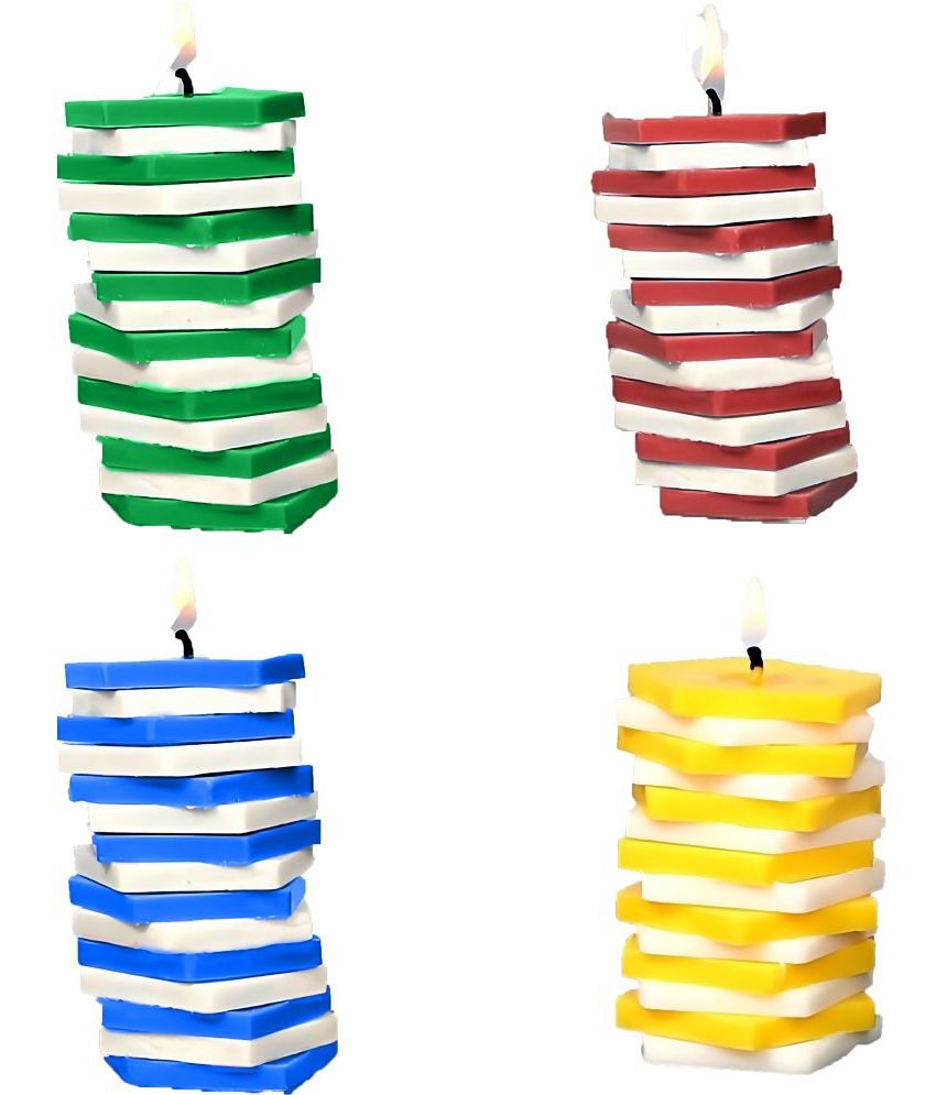     			SS ENTERPRISE Multicolour Pillar Candle 5 cm ( Pack of 4 )
