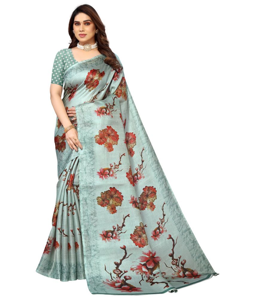     			Aadvika Art Silk Printed Saree With Blouse Piece - Rama ( Pack of 1 )