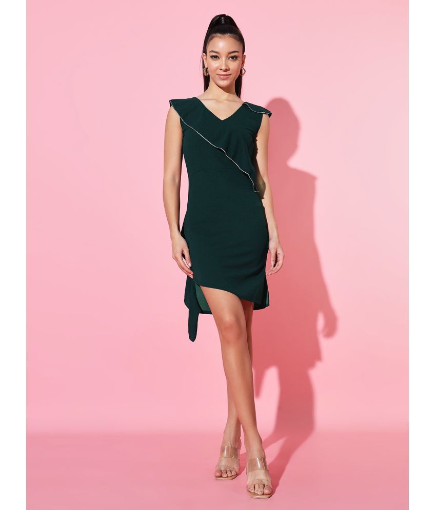     			Addyvero Cotton Blend Solid Above Knee Women's Bodycon Dress - Green ( Pack of 1 )