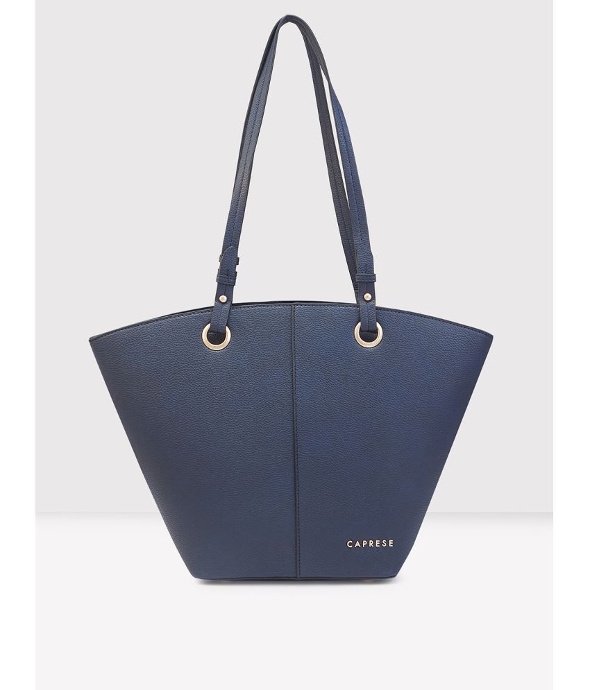     			Caprese Navy Blue Faux Leather Tote Bag