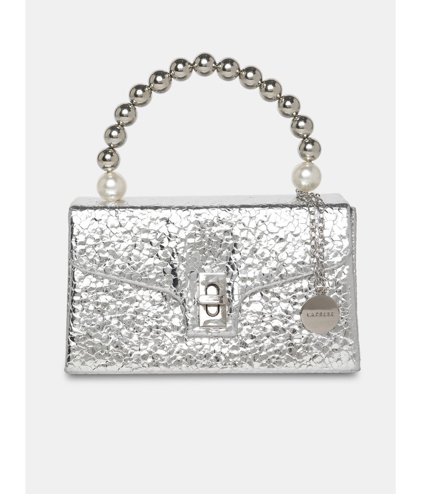     			Caprese Silver Faux Leather Handheld