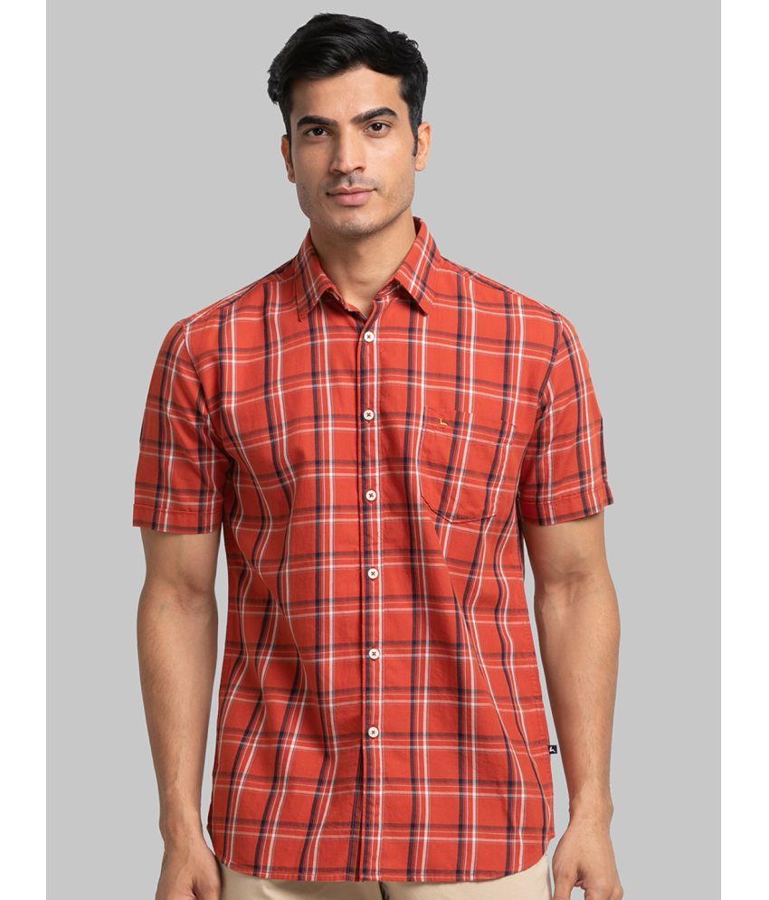     			Parx 100% Cotton Slim Fit Checks Half Sleeves Men's Casual Shirt - Brown ( Pack of 1 )