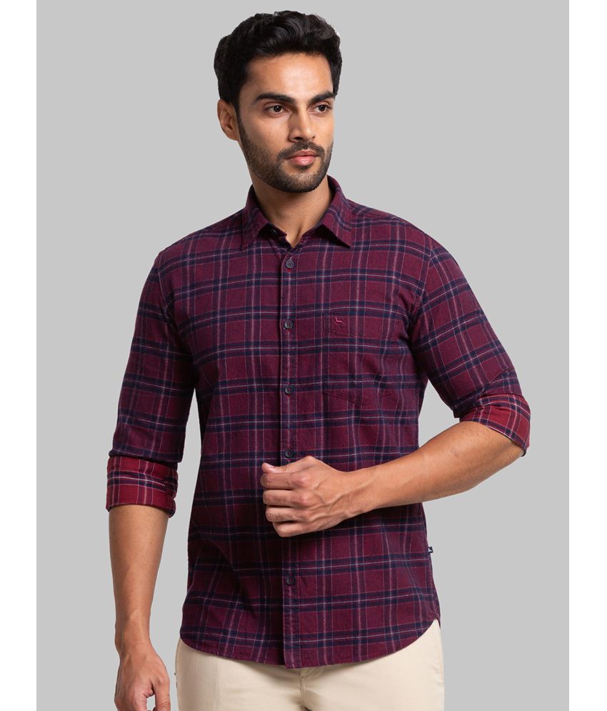     			Parx 100% Cotton Slim Fit Checks Full Sleeves Men's Casual Shirt - Maroon ( Pack of 1 )