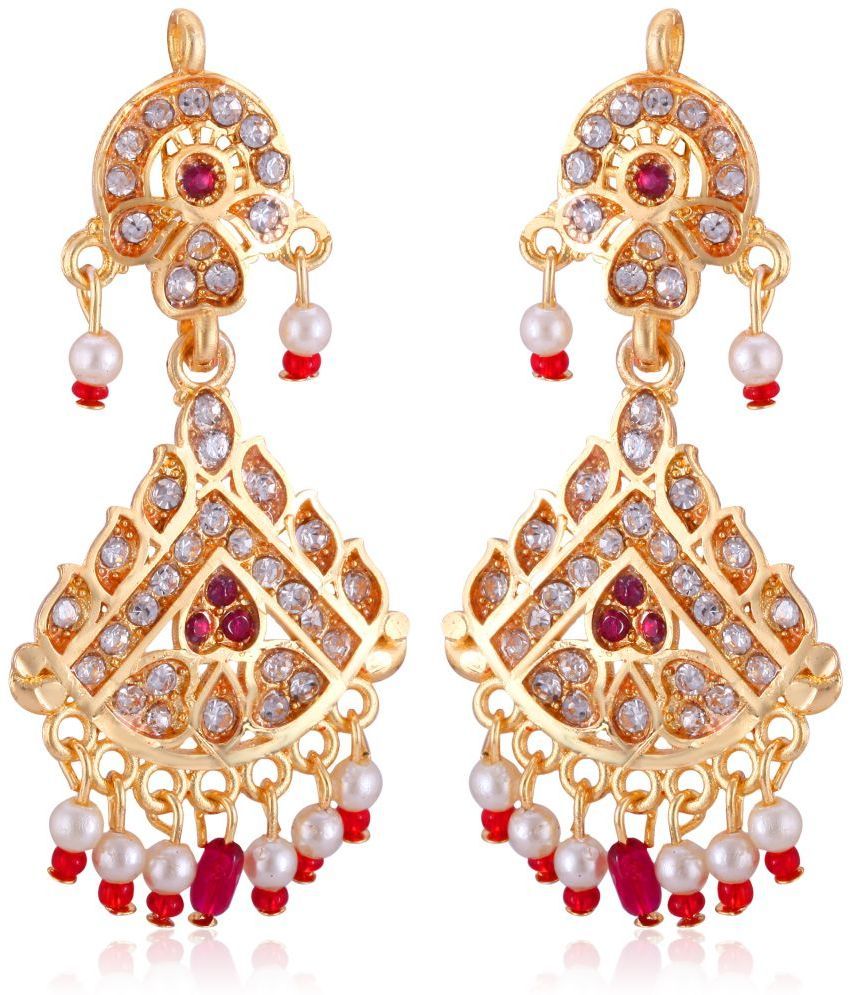     			VIVASTRI Red Jhumki Earrings ( Pack of 1 )