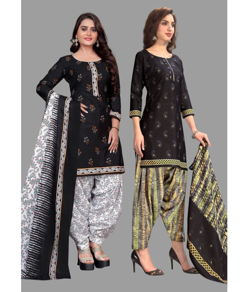     			WOW ETHNIC Unstitched Cotton Blend Printed Dress Material - Multicolor ( Pack of 2 )