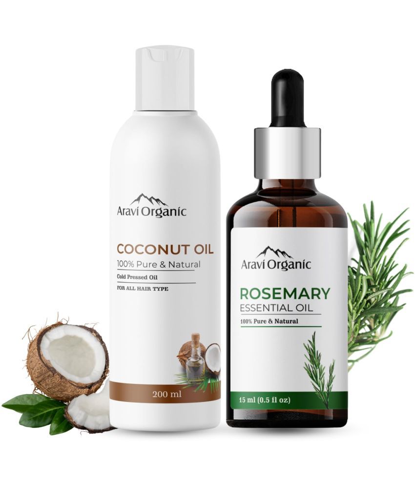     			Aravi Organic Rosemary Essential Oil & Coconut Oil - Natural Hair and Skin Care Combo (Rosemary Essential Oil - 15 Ml + Coconut Oil - 200 ml)