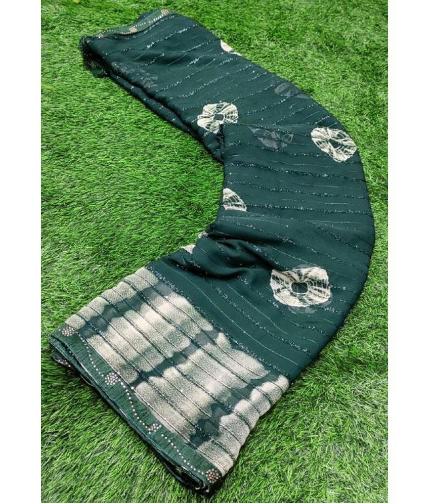     			Bhuwal Fashion Georgette Printed Saree With Blouse Piece - Green ( Pack of 1 )