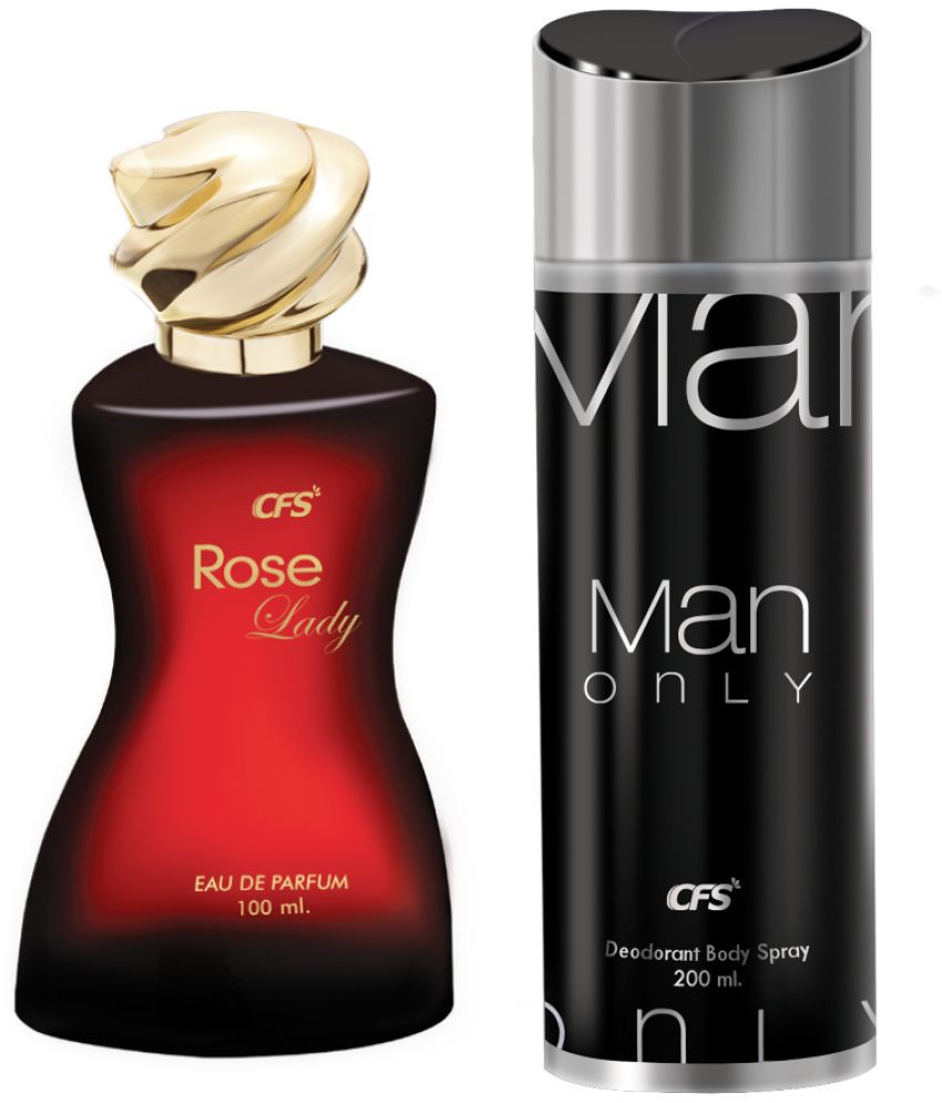     			CFS Rose Lady EDP Long Lasting Perfume & Man Only Black Deodorant Body Spray
