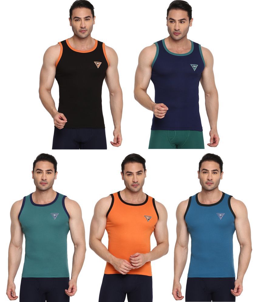     			COLORS by Rupa Frontline Multicolor Cotton Men's Vest ( Pack of 5 )