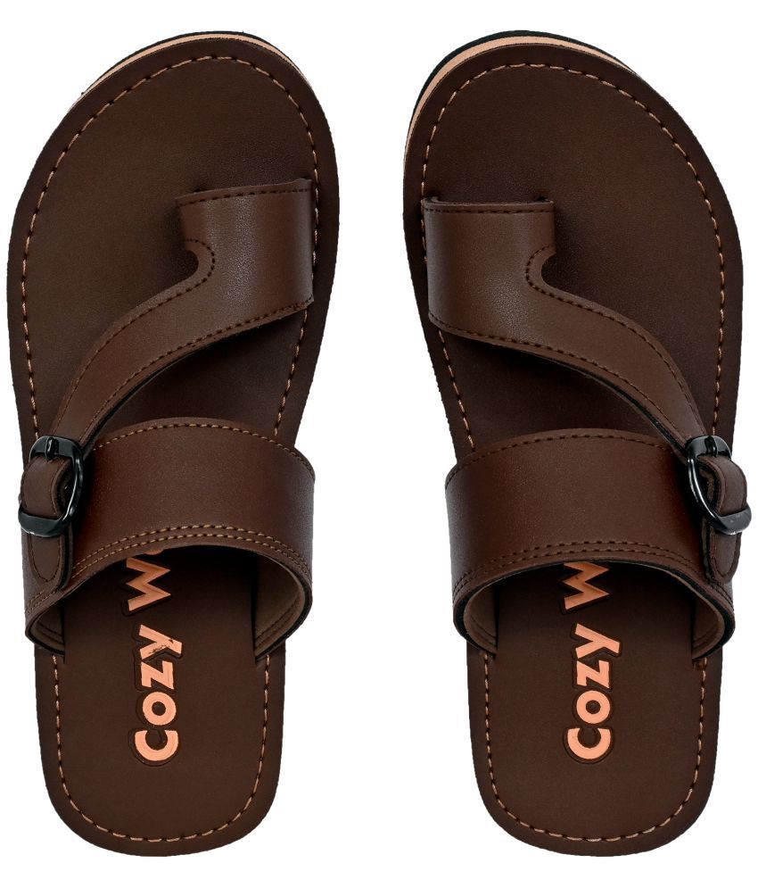     			Cozy Wear Brown Men's Leather Slipper