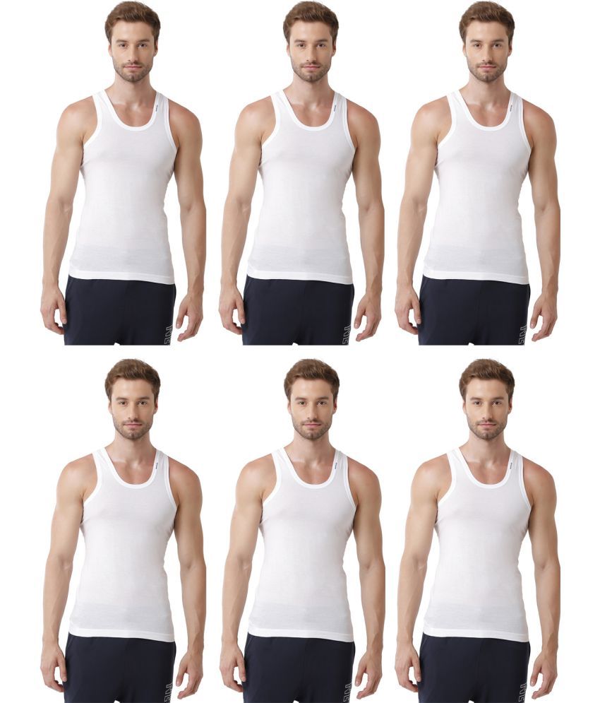     			Rupa Frontline White Cotton Men's Vest ( Pack of 6 )