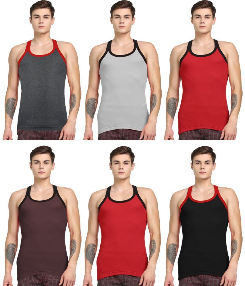     			Rupa Jon Multicolor Cotton Men's Vest ( Pack of 6 )