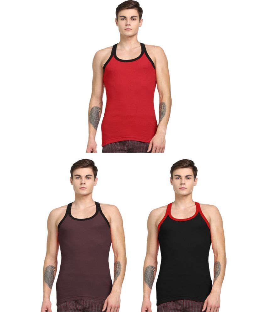     			Rupa Jon Multicolor Cotton Men's Vest ( Pack of 3 )