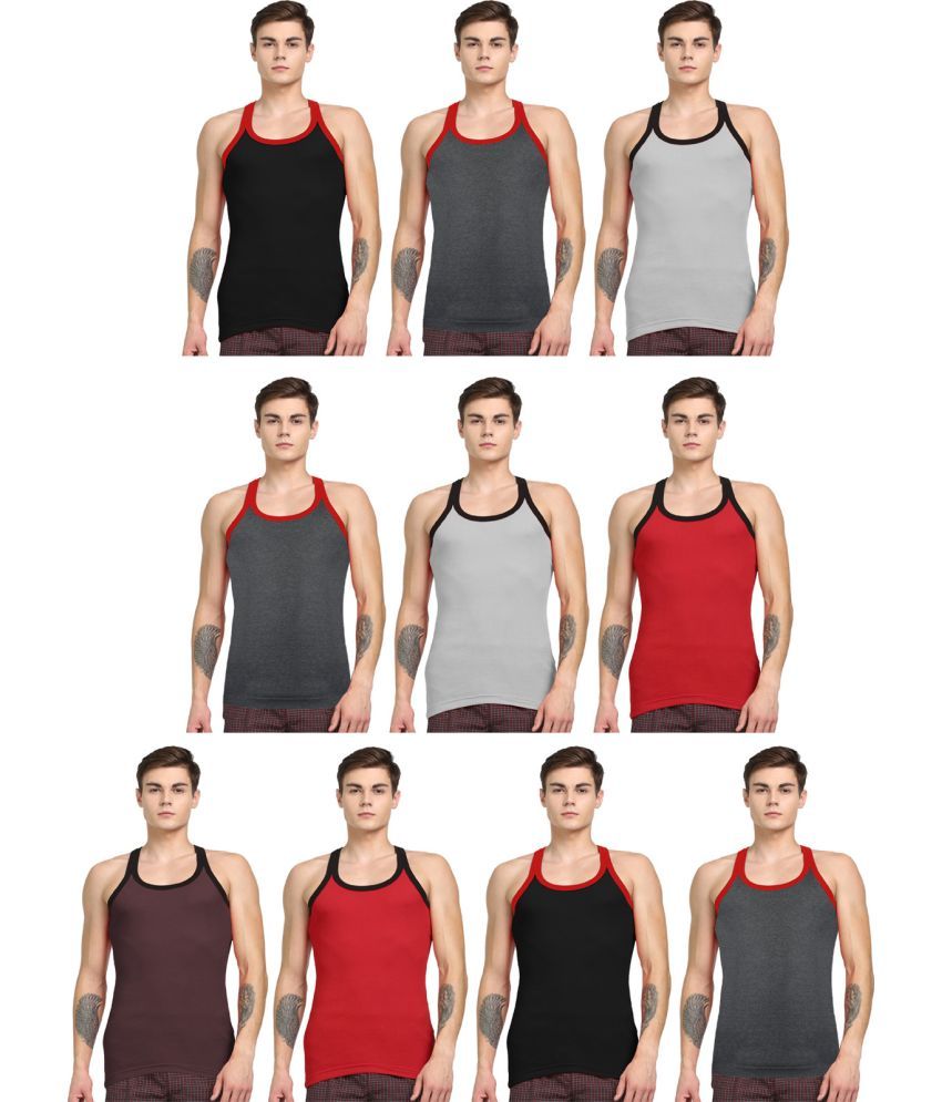     			Rupa Jon Multicolor Cotton Men's Vest ( Pack of 10 )