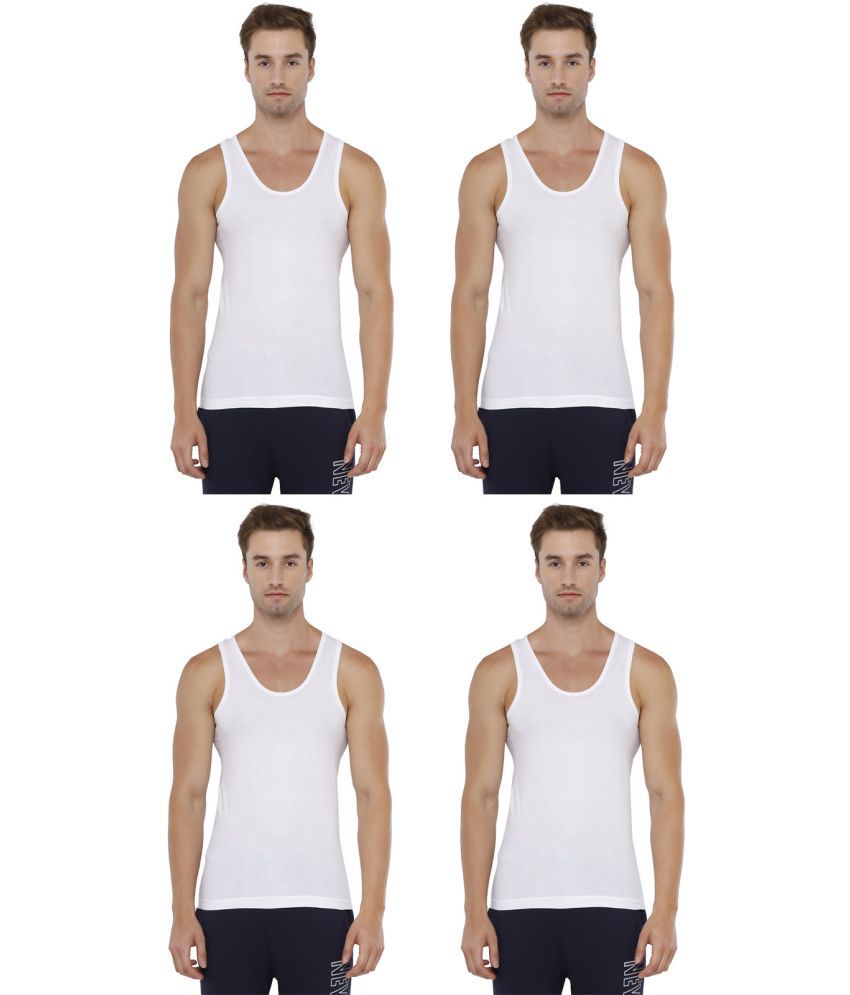     			Rupa Jon White Cotton Men's Vest ( Pack of 4 )