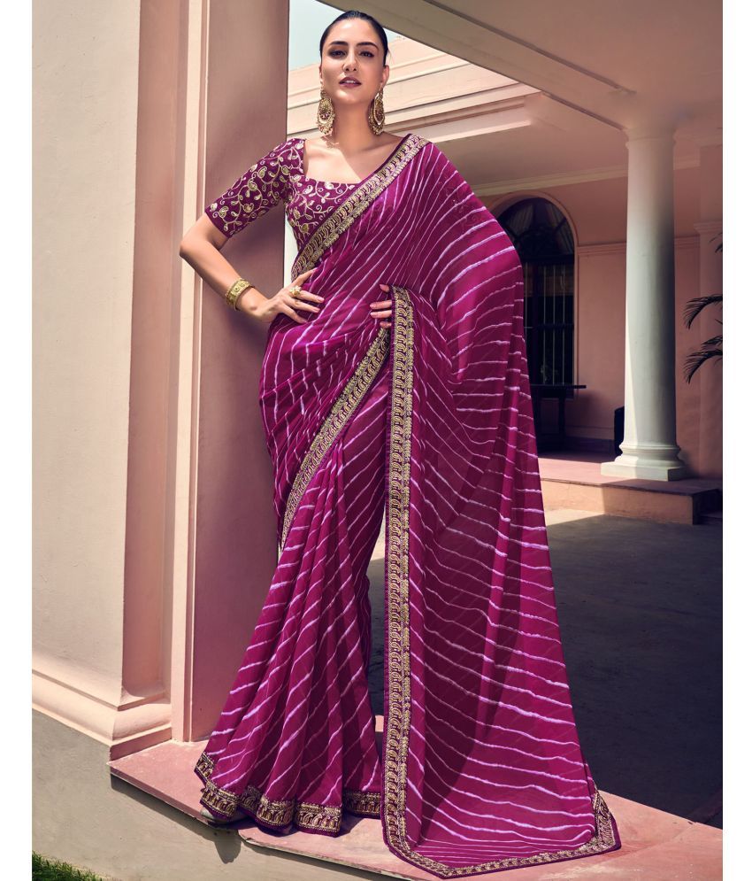     			Samah Georgette Printed Saree With Blouse Piece - Purple ( Pack of 1 )