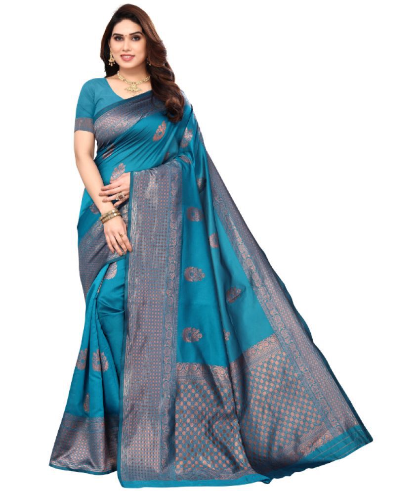     			Aadvika Banarasi Silk Printed Saree With Blouse Piece - Multicolor ( Pack of 1 )