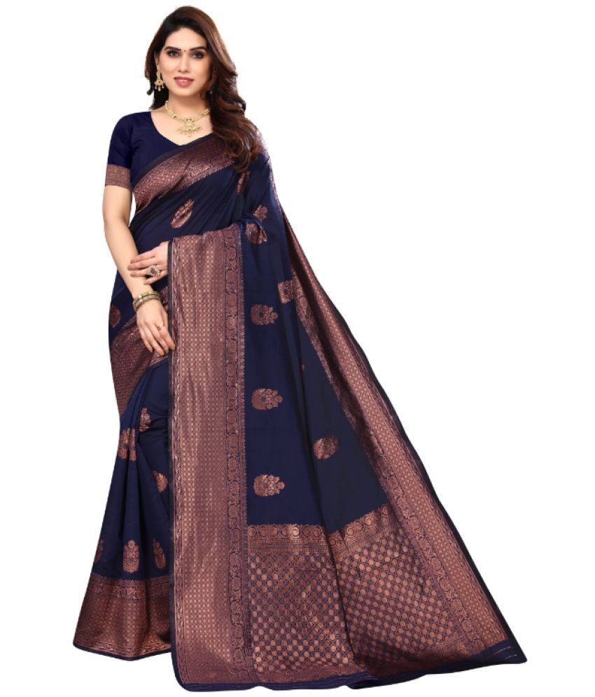     			Aadvika Banarasi Silk Printed Saree With Blouse Piece - Multicolor ( Pack of 1 )
