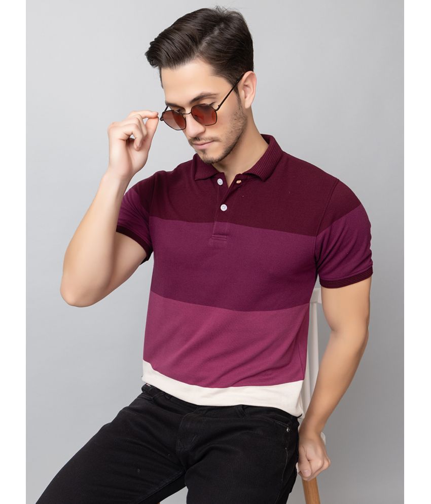     			Club York Cotton Blend Regular Fit Colorblock Half Sleeves Men's Polo T Shirt - Maroon ( Pack of 1 )