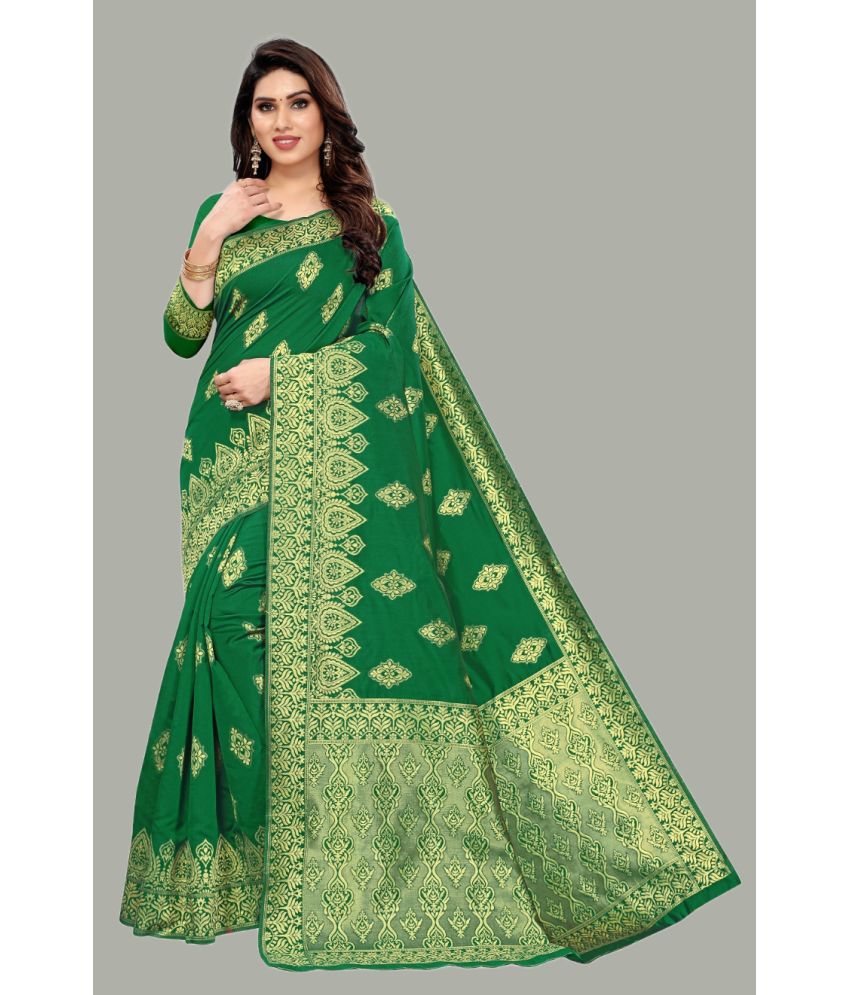     			GARIYA Banarasi Silk Embellished Saree With Blouse Piece - Green ( Pack of 1 )