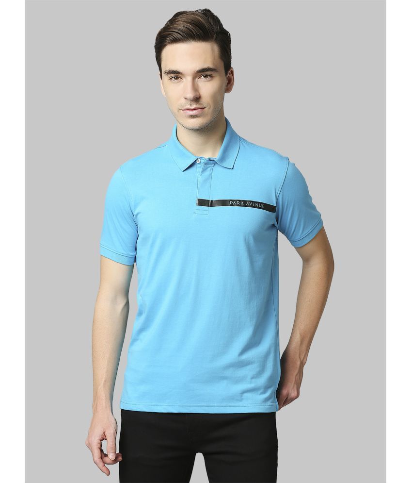     			Park Avenue Cotton Blend Slim Fit Printed Half Sleeves Men's Polo T Shirt - Blue ( Pack of 1 )