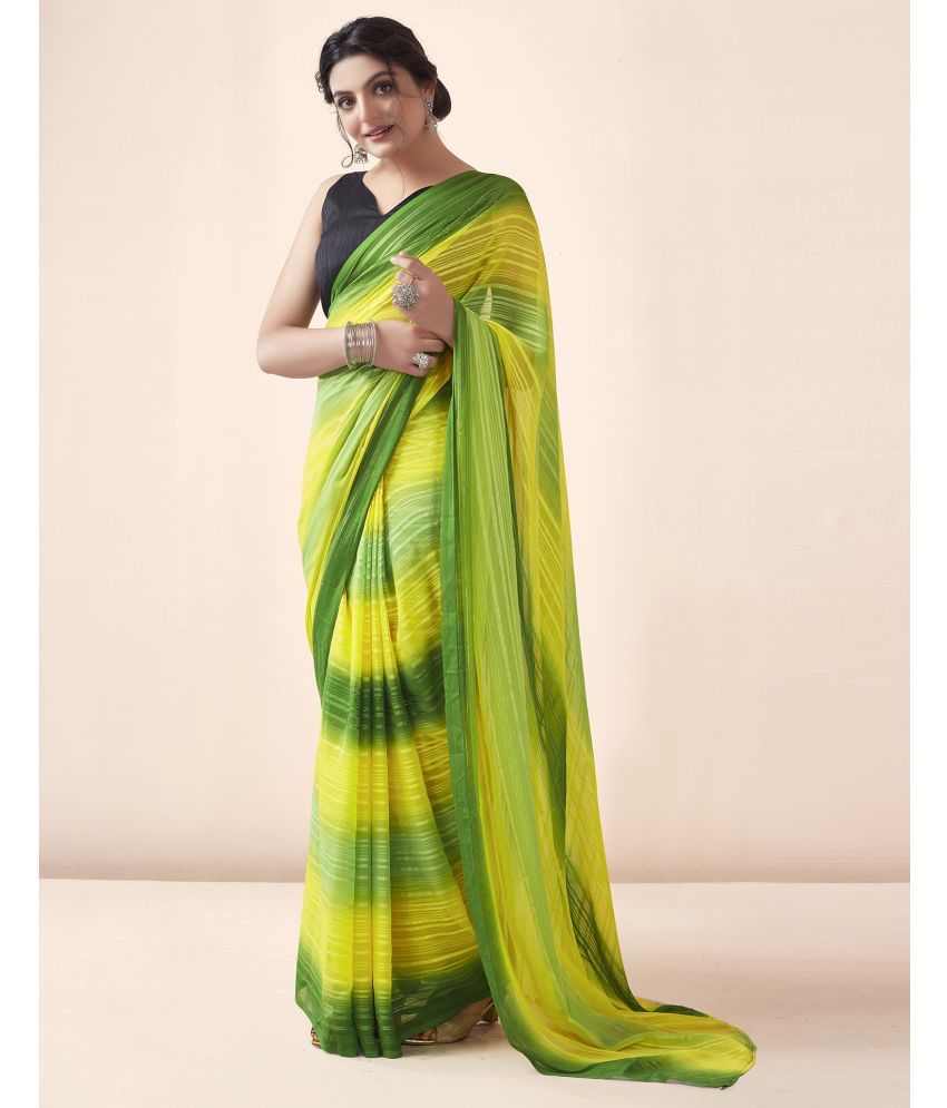     			Samah Georgette Printed Saree With Blouse Piece - Green ( Pack of 1 )