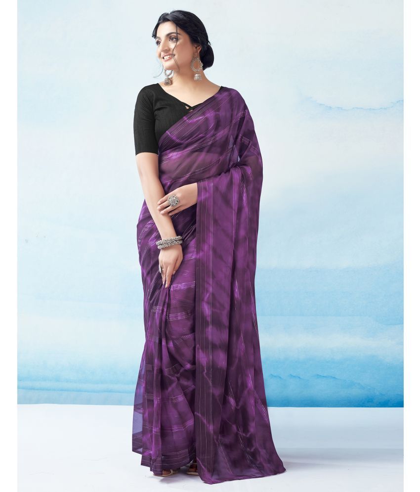     			Samah Georgette Printed Saree With Blouse Piece - Purple ( Pack of 1 )