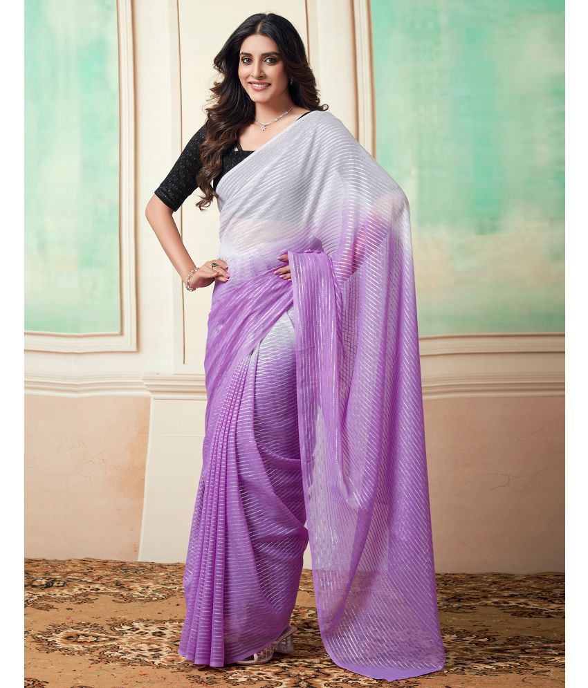     			Samah Georgette Woven Saree With Blouse Piece - Purple ( Pack of 1 )
