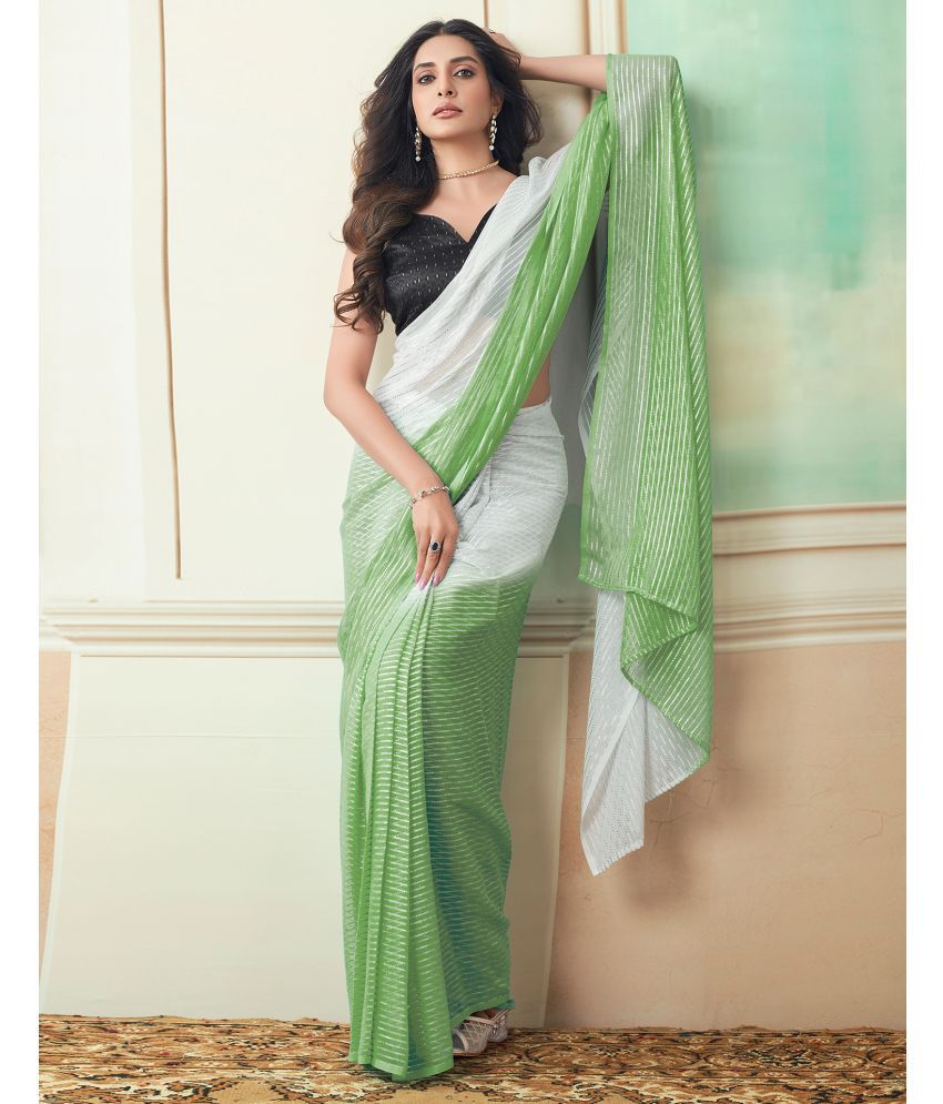     			Samah Georgette Woven Saree With Blouse Piece - Green ( Pack of 1 )